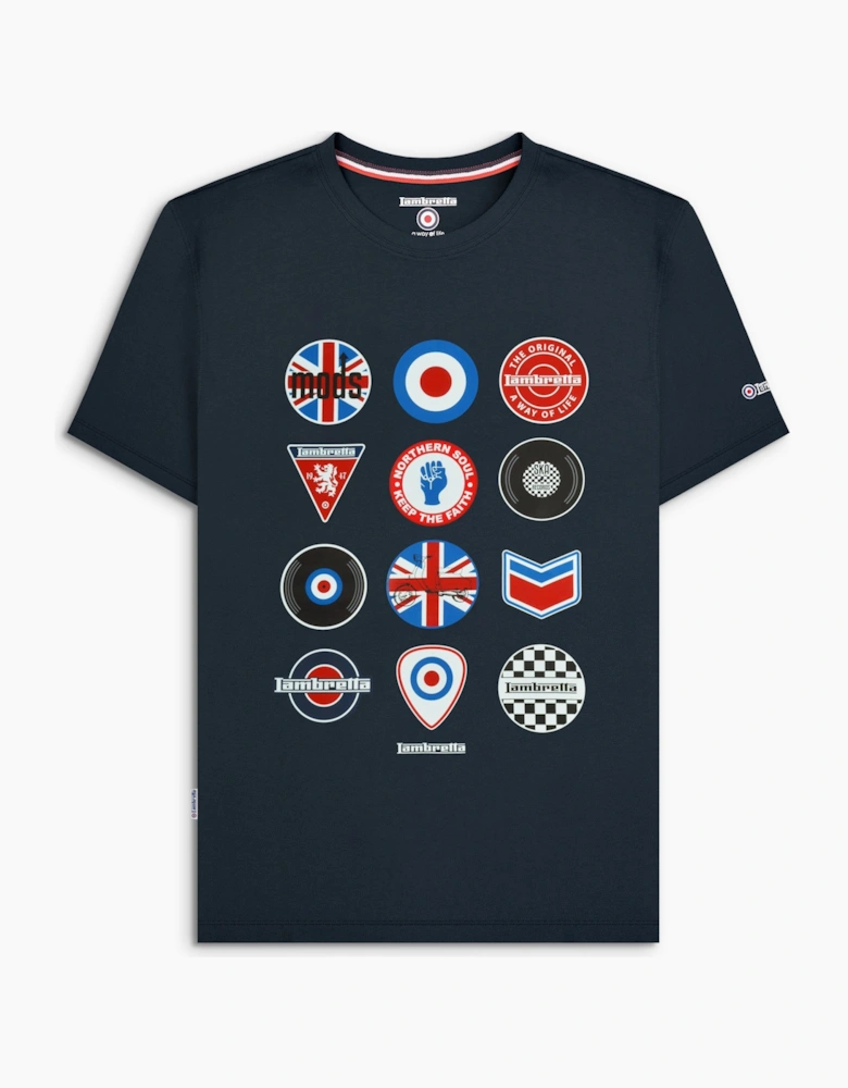Lambretta Mens Badges Short Sleeve T-Shirt