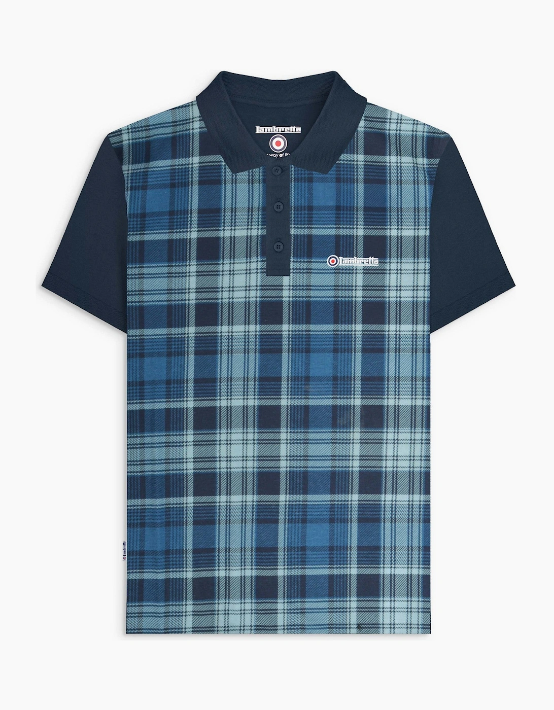 Lambretta Mens Check Print Short Sleeve Polo Shirt, 2 of 1