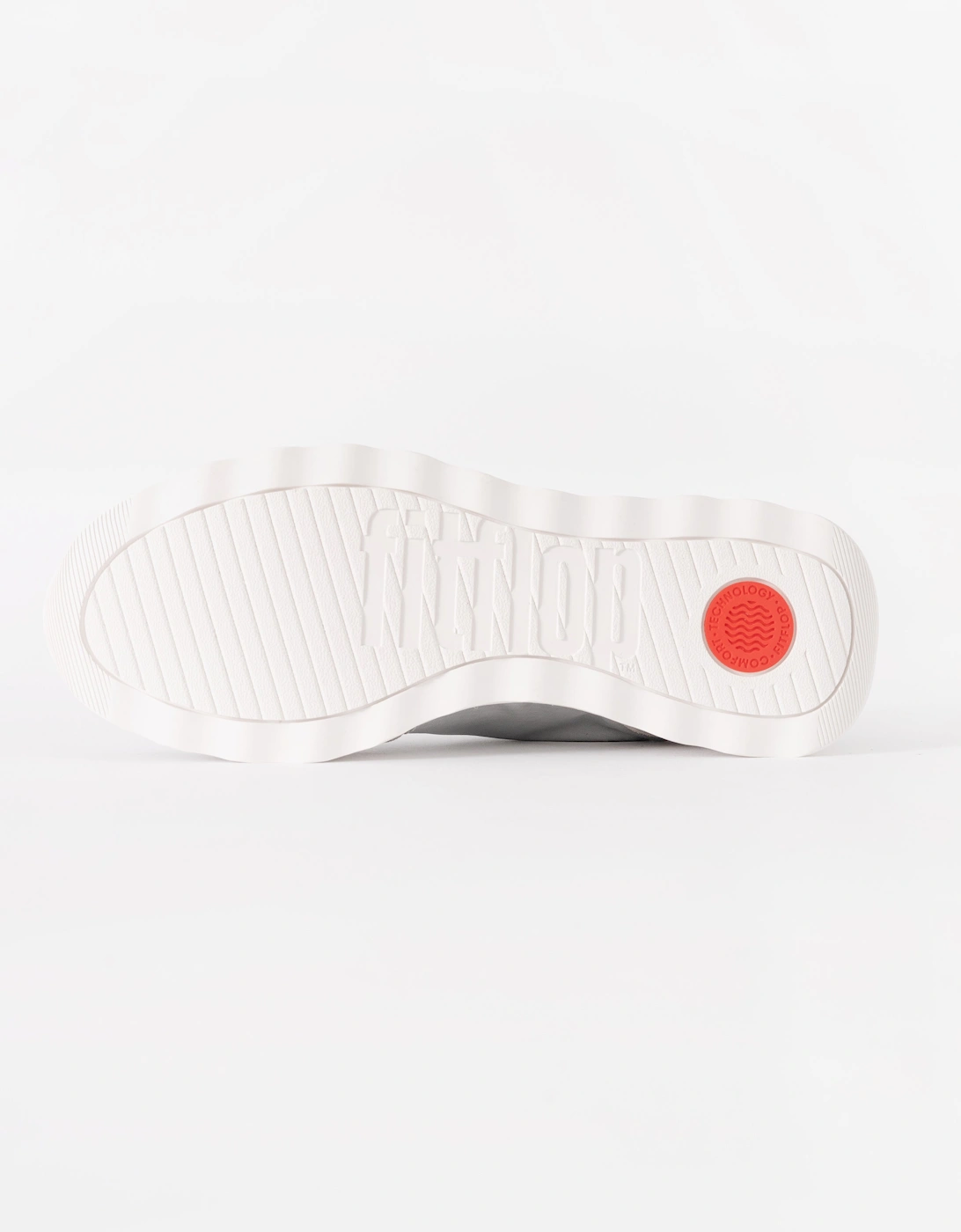 FitFlop Womens Retro-Q FF Metallic-Fabric/Suede Trainers - Silver/Urban White E11