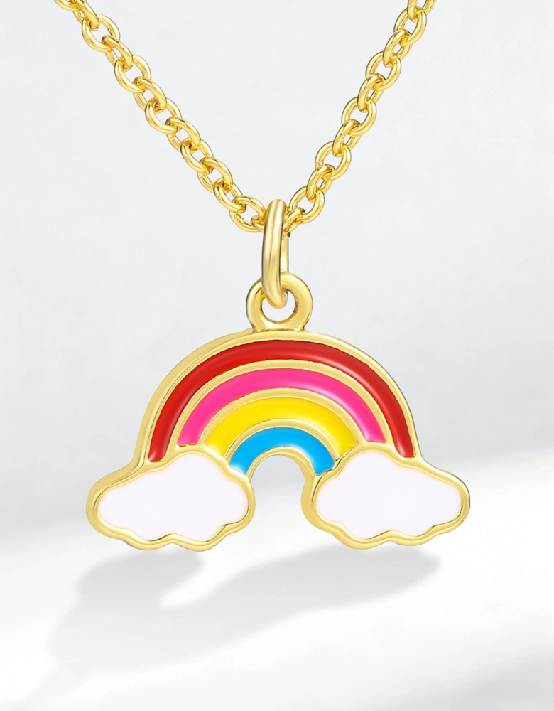 Secret Spoils Girls Multi Rainbow Necklace in Gold (40cm)