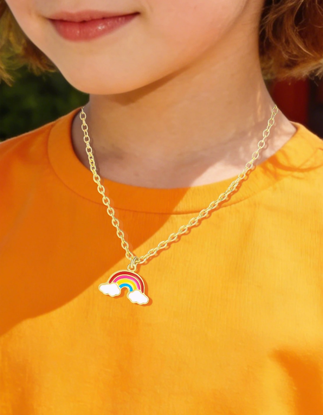 Secret Spoils Girls Multi Rainbow Necklace in Gold (40cm)