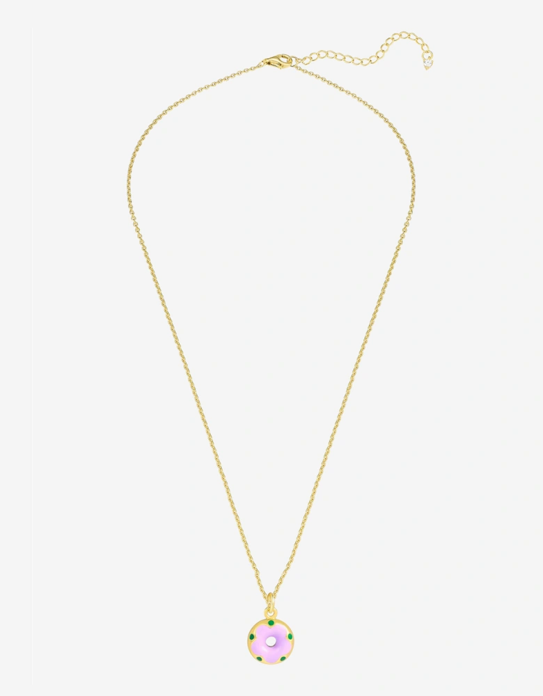 Secret Spoils Girls Purple Doughnut Flower Necklace in Gold (40cm)
