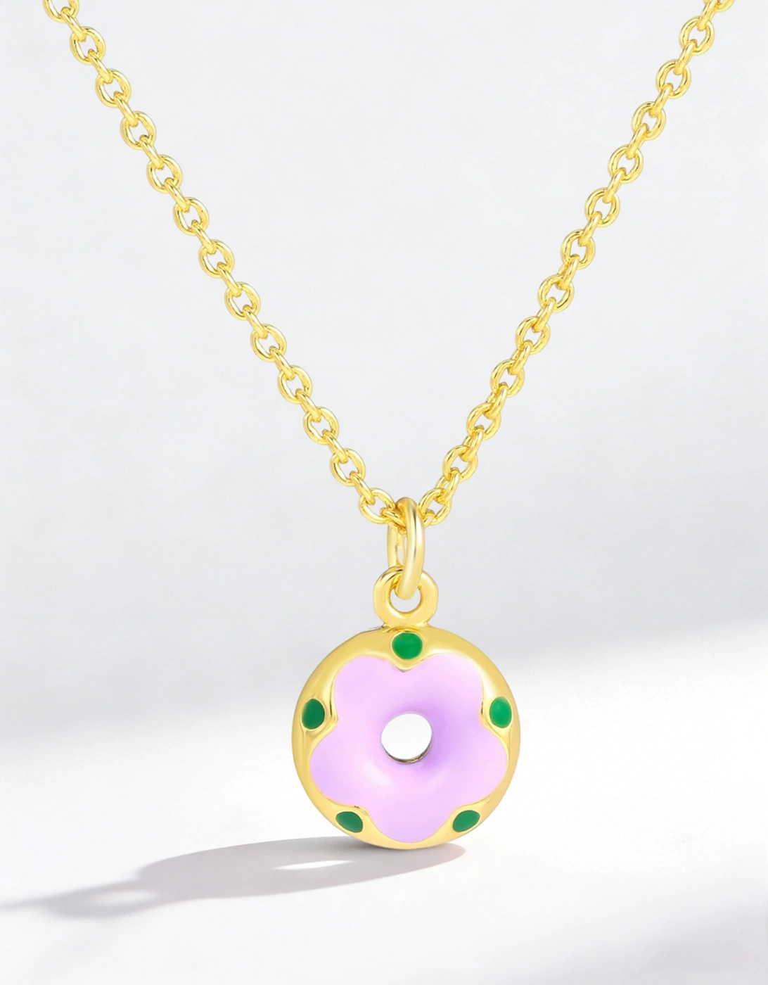 Secret Spoils Girls Purple Doughnut Flower Necklace in Gold (40cm)