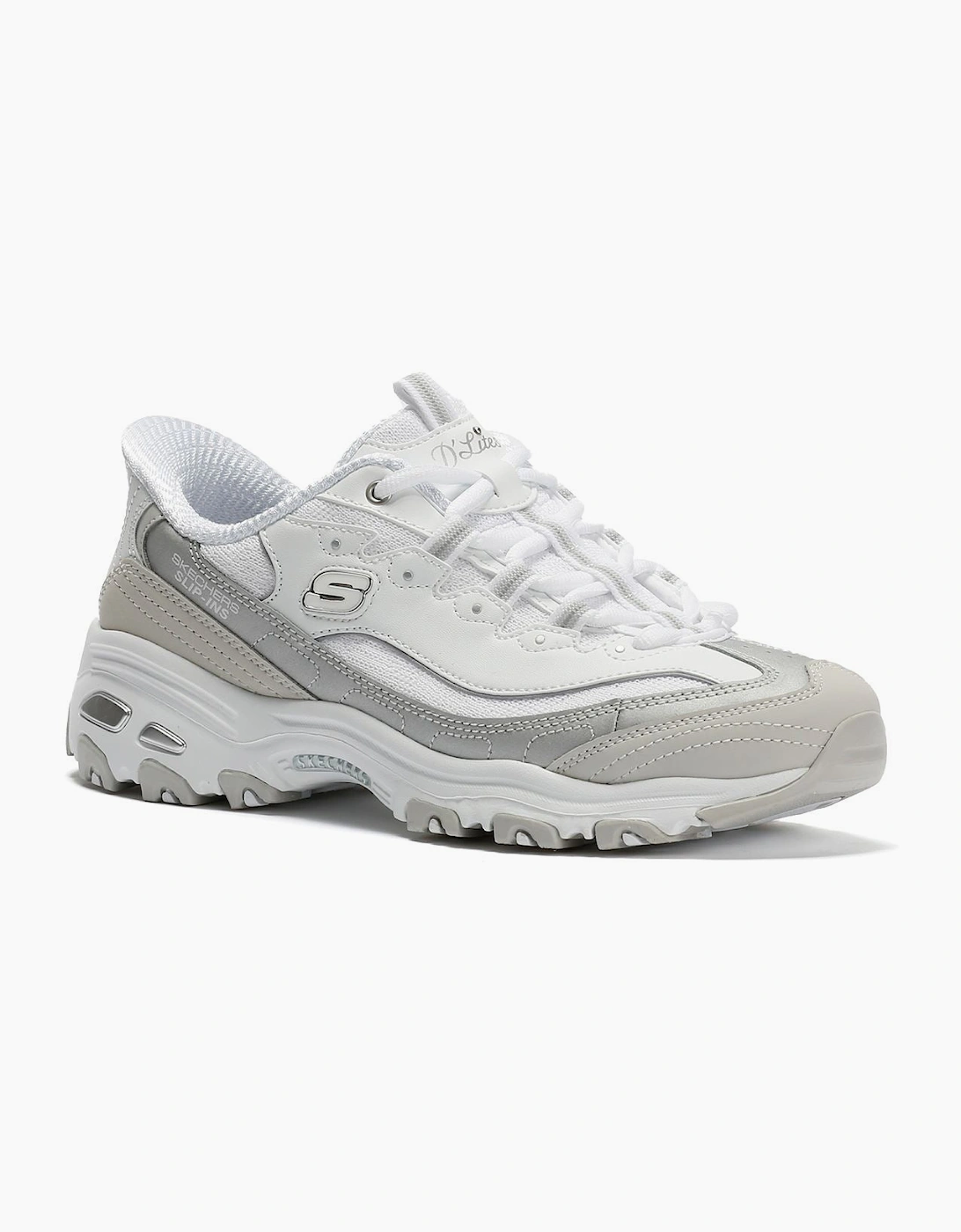 Skechers Slip-Ins D'Lites Smooth Women's Silver/White Trainers