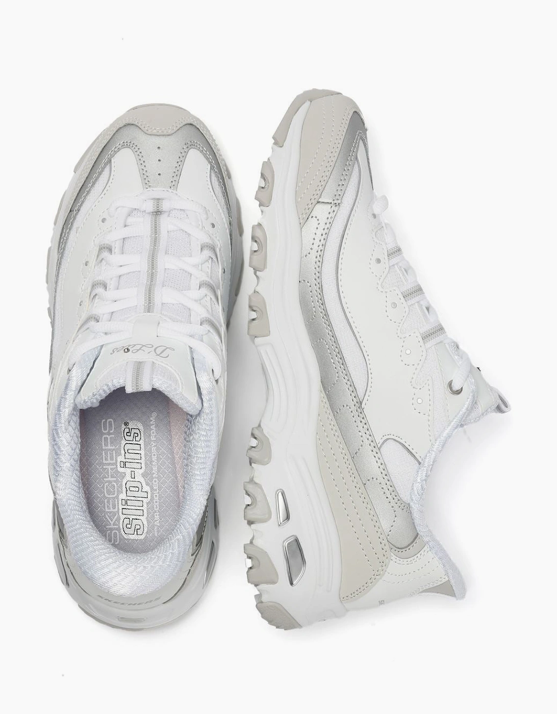 Skechers Slip-Ins D'Lites Smooth Women's Silver/White Trainers