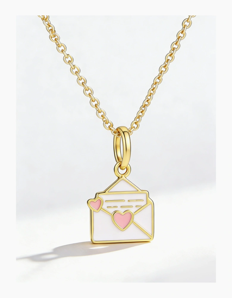Secret Spoils Girls White Envelope Necklace in Gold (40cm)