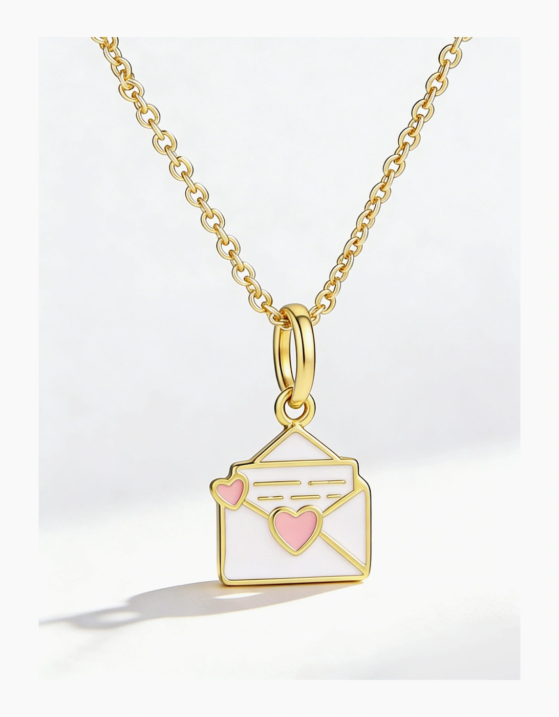 Secret Spoils Girls White Envelope Necklace in Gold (40cm)