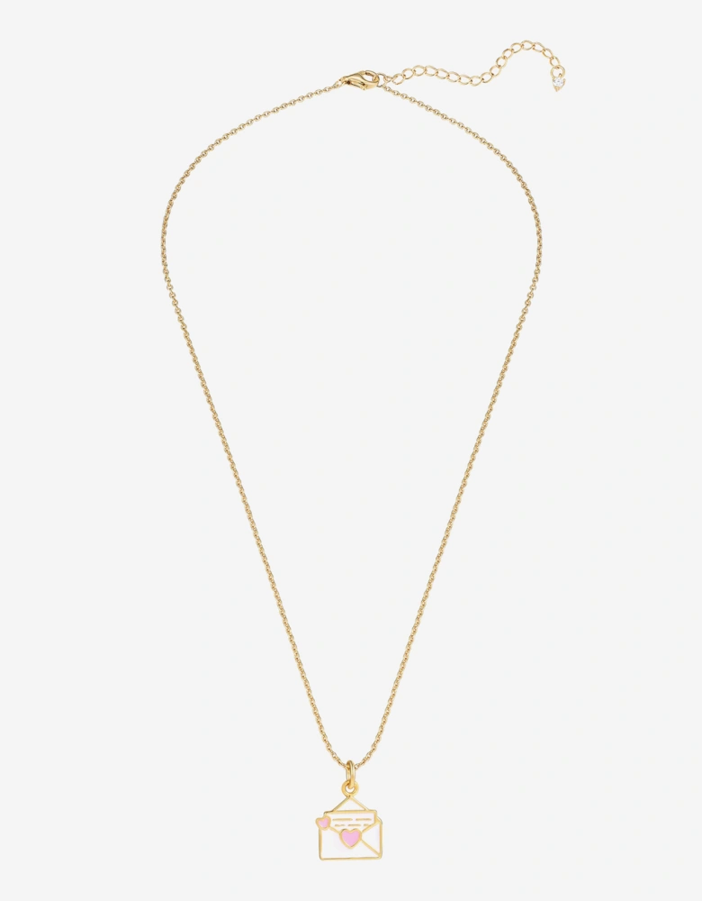 Secret Spoils Girls White Envelope Necklace in Gold (40cm)