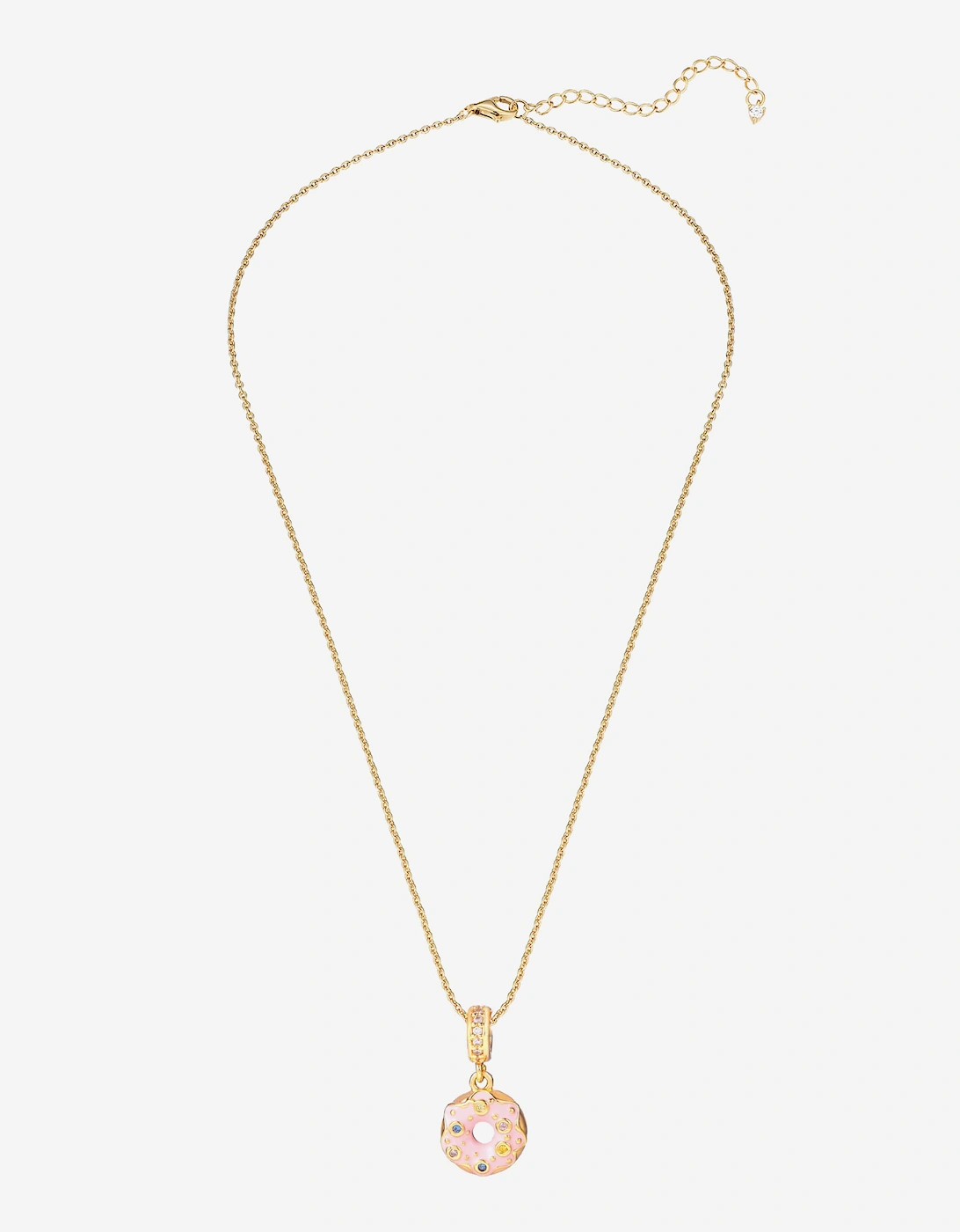 Secret Spoils Girls Pink Doughnut Flower Necklace in Gold (40cm)