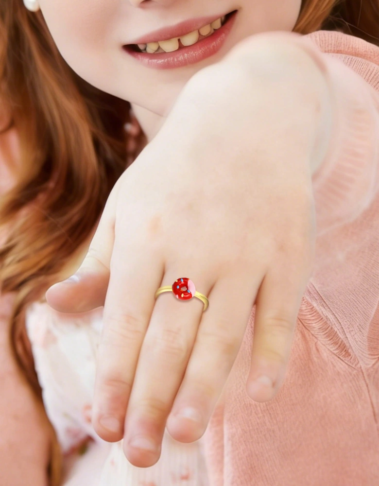 Secret Spoils Girls Red Doughnut Open Ring in Gold