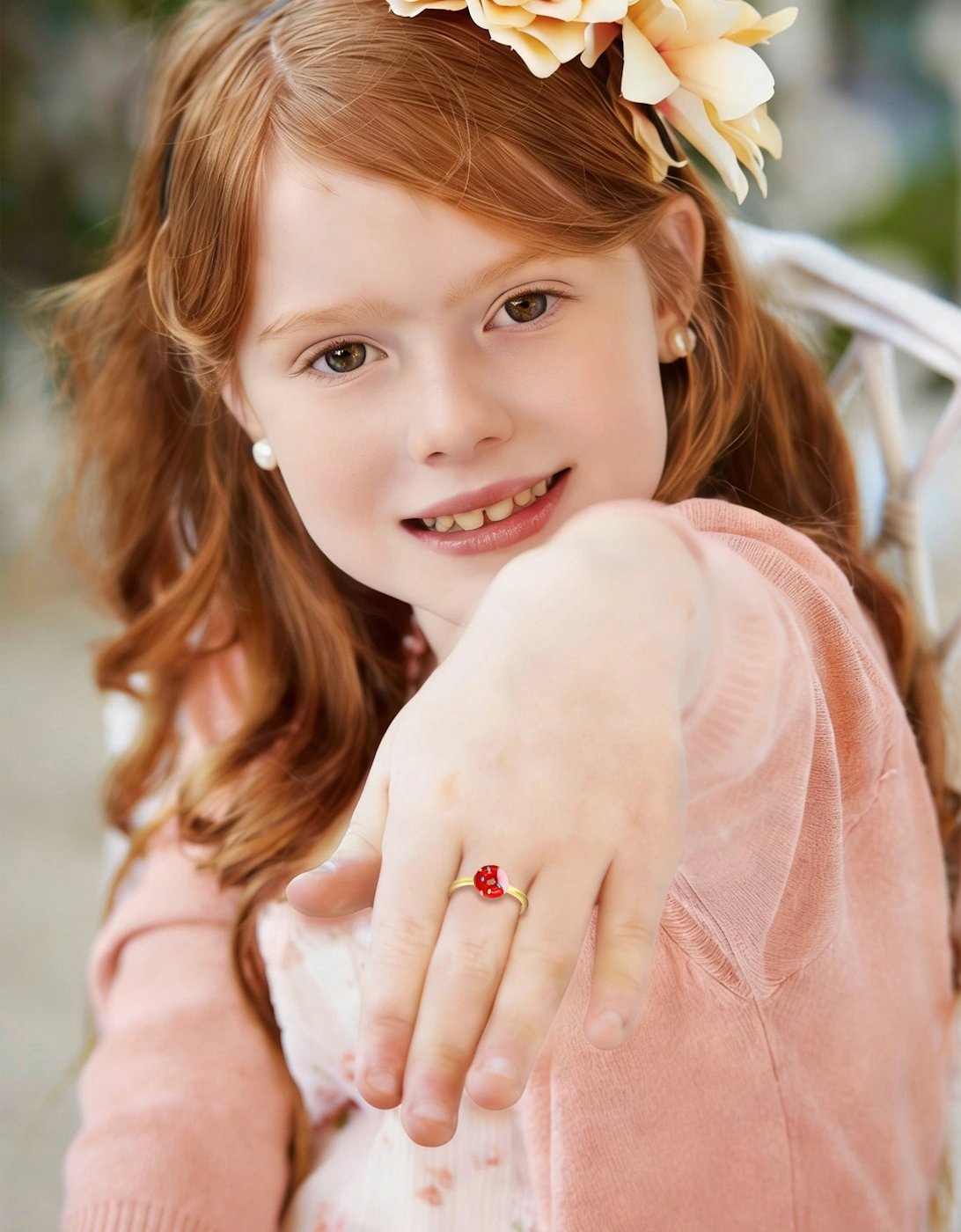 Secret Spoils Girls Red Doughnut Open Ring in Gold