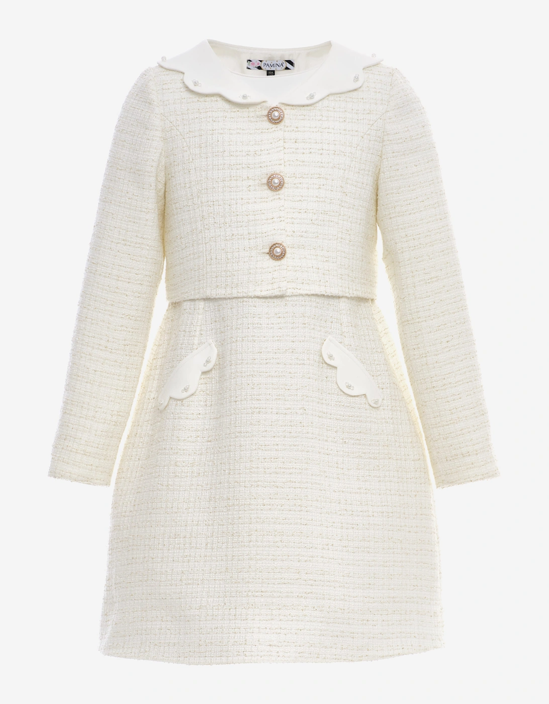 FLOREL Girls Jacket and Dress Set in Ivory