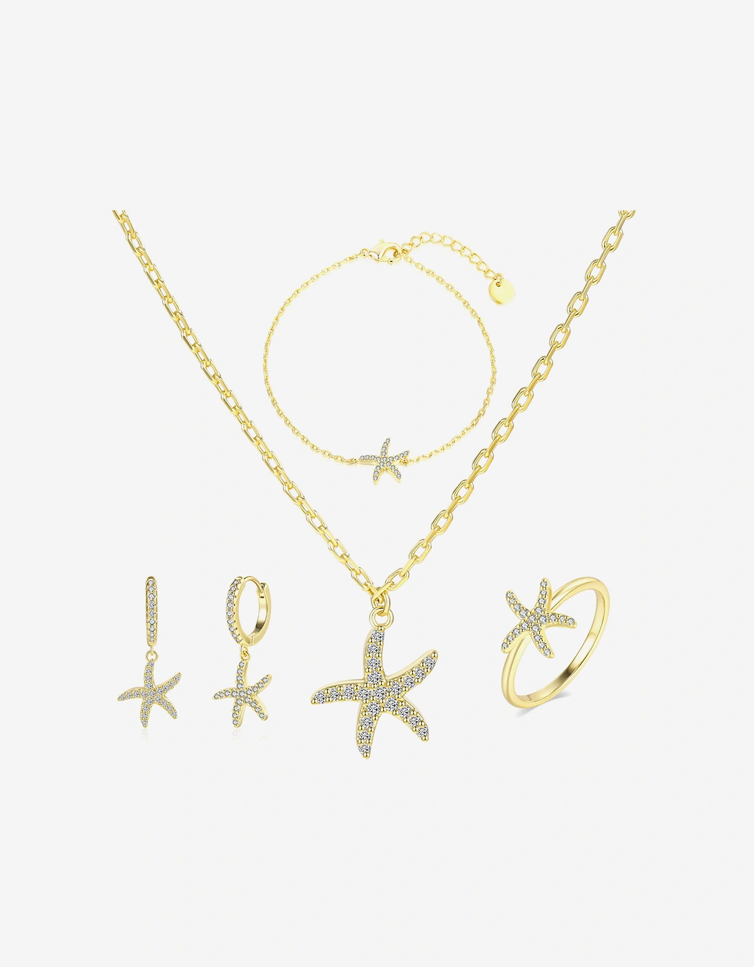 Secret Spoils Girls 5 Piece Starfish Jewellery Set in Gold (40cm)