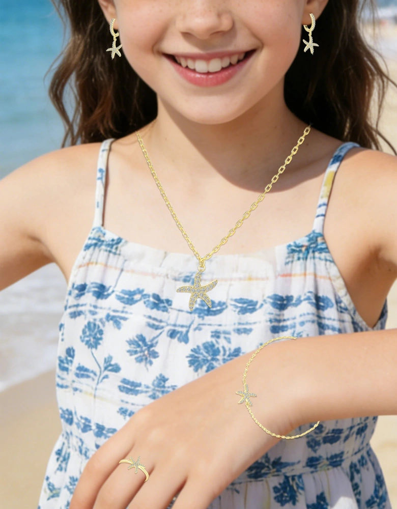Secret Spoils Girls 5 Piece Starfish Jewellery Set in Gold (40cm)