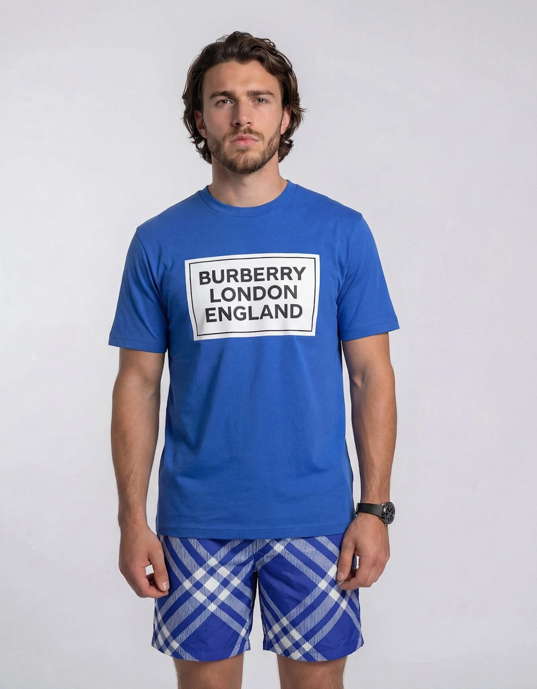 Burberry Swim Shorts in Signature Knight Check Blue