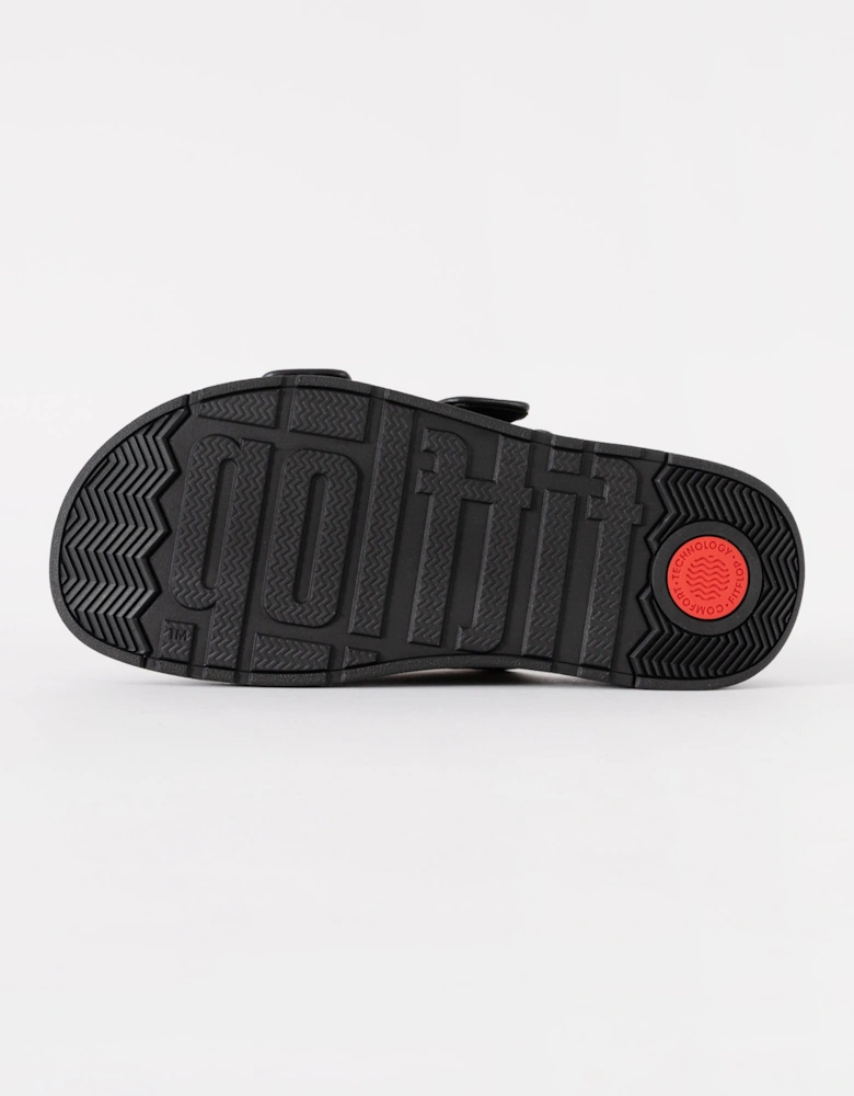 FitFlop Womens GEN-FF Buckle Graphic-Weave Two-Bar Slides - Black 001