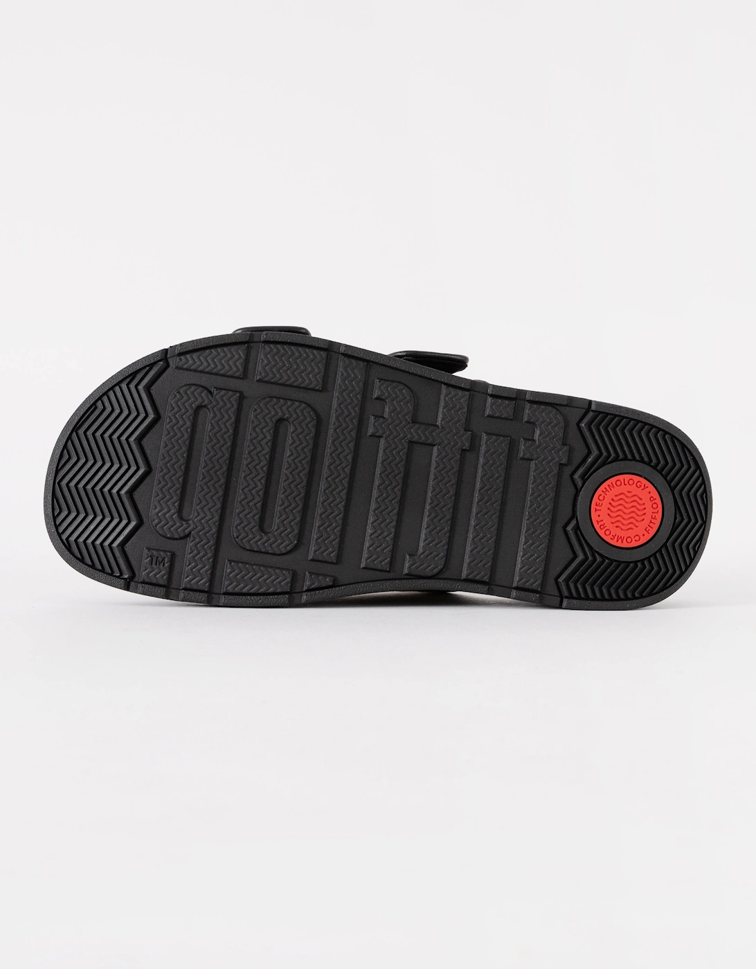 FitFlop Womens GEN-FF Buckle Graphic-Weave Two-Bar Slides - Black 001