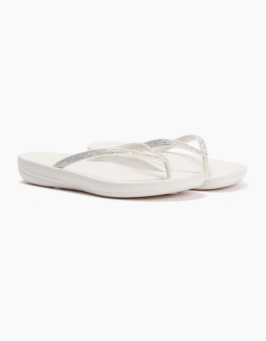 Women's FitFlop Iqushion Sparkle Women's Urban White Flip Flops - Size: 4