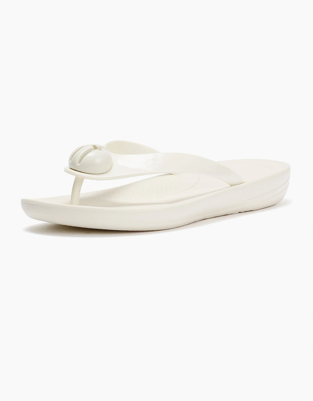 FitFlop Iqushion Glossy Button Women's Cream Flip Flops