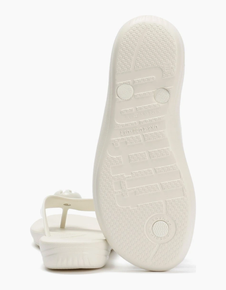 FitFlop Iqushion Glossy Button Women's Cream Flip Flops