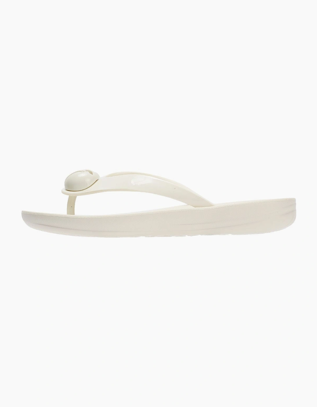 FitFlop Iqushion Glossy Button Women's Cream Flip Flops