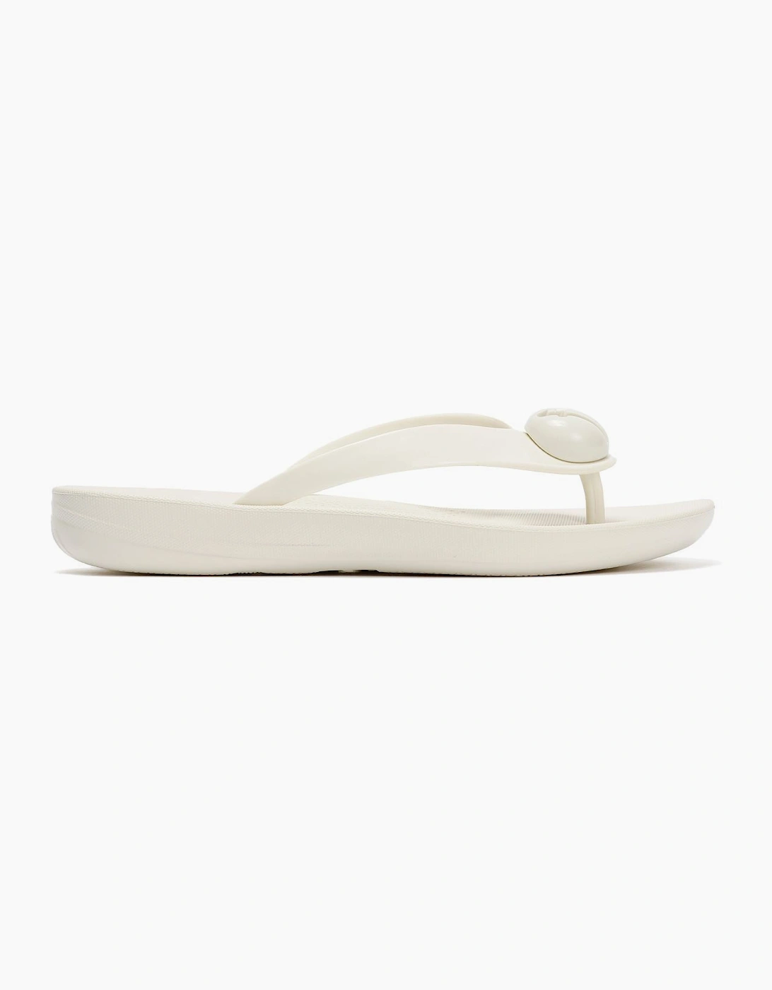 FitFlop Iqushion Glossy Button Women's Cream Flip Flops