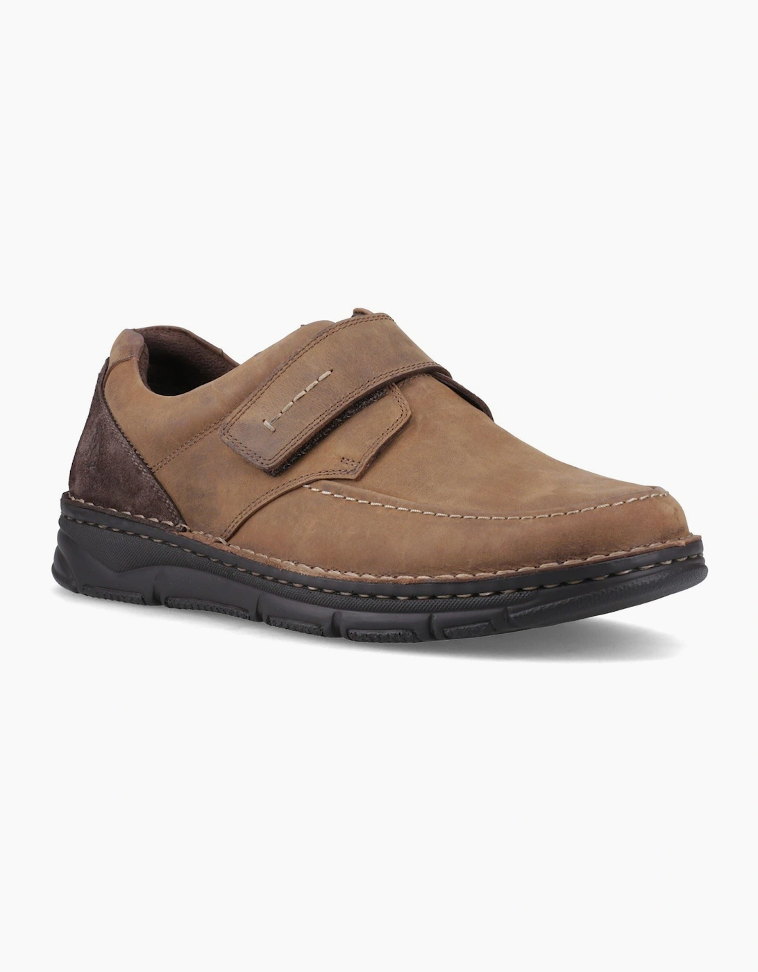 Hush Puppies Men's Brown Forde Touch Fastening Leather Tan Loafers - Size 6