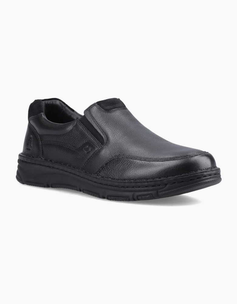 Hush Puppies Franco Slip on Leather Men's Black Loafers