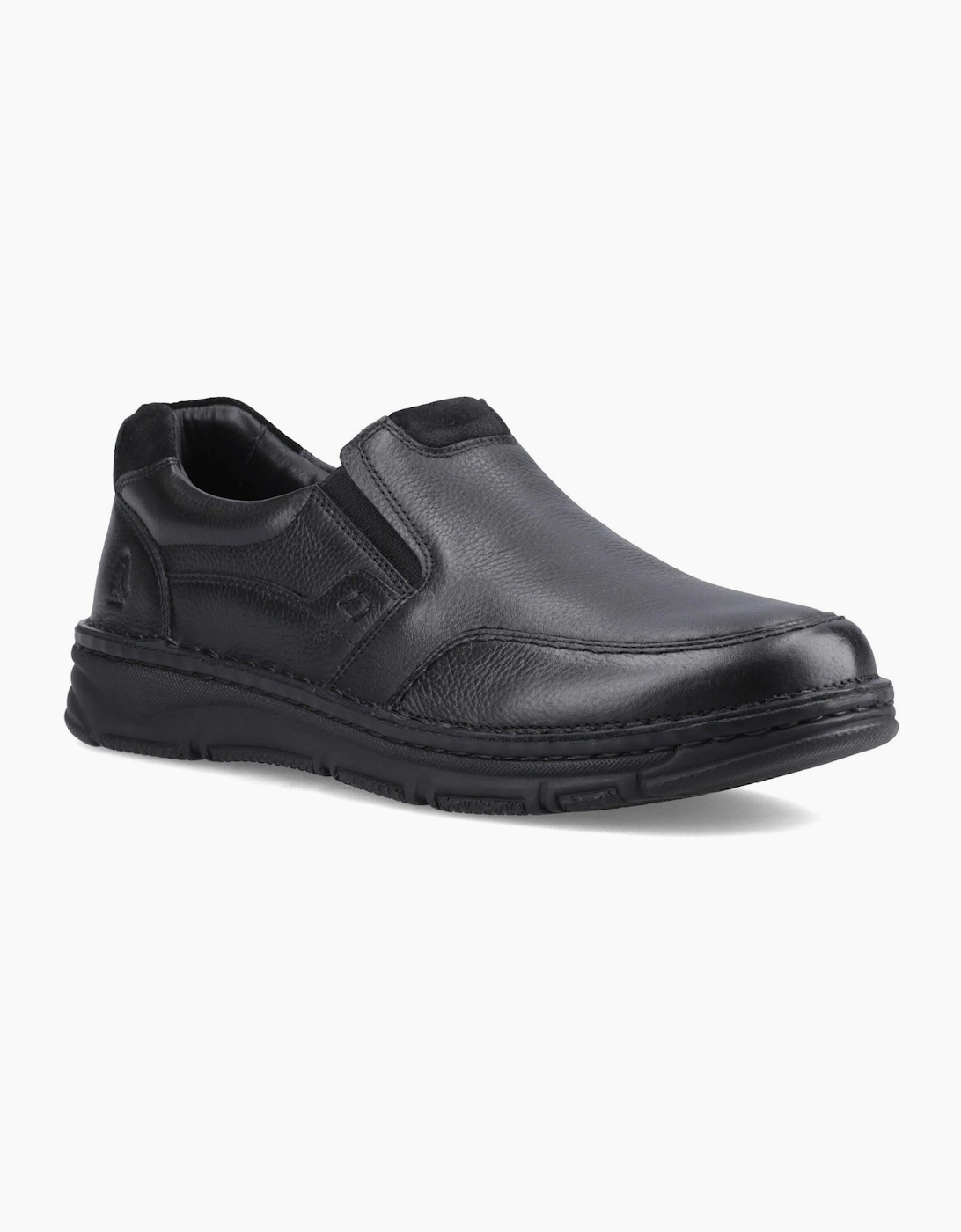 Hush Puppies Franco Slip on Leather Men's Black Loafers, 6 of 5