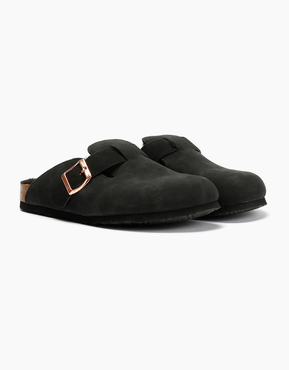 Penguin Poppy Fur Suede Women's Black Mules, 9 of 8