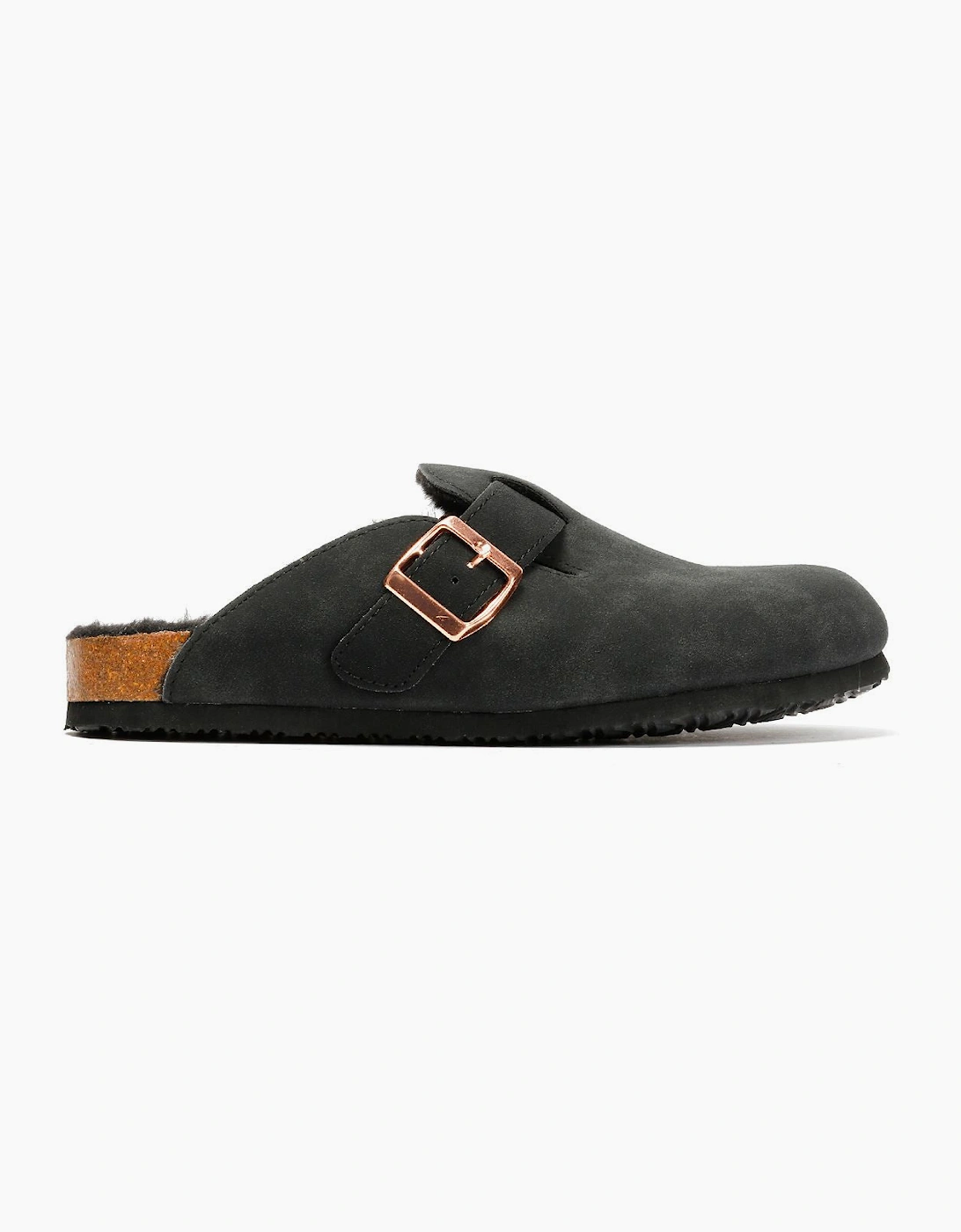 Penguin Poppy Fur Suede Women's Black Mules