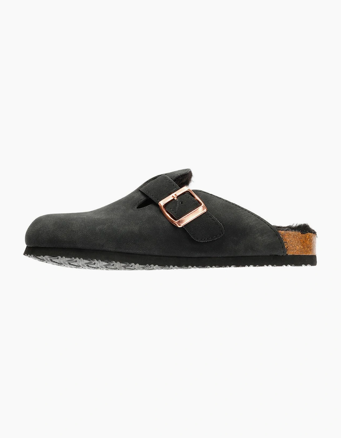 Penguin Poppy Fur Suede Women's Black Mules
