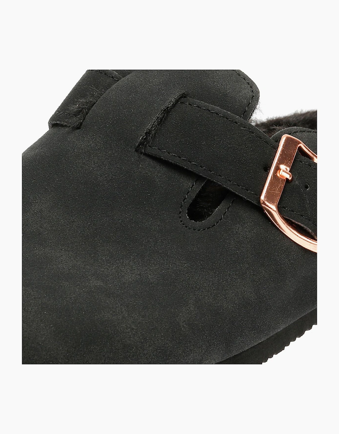 Penguin Poppy Fur Suede Women's Black Mules