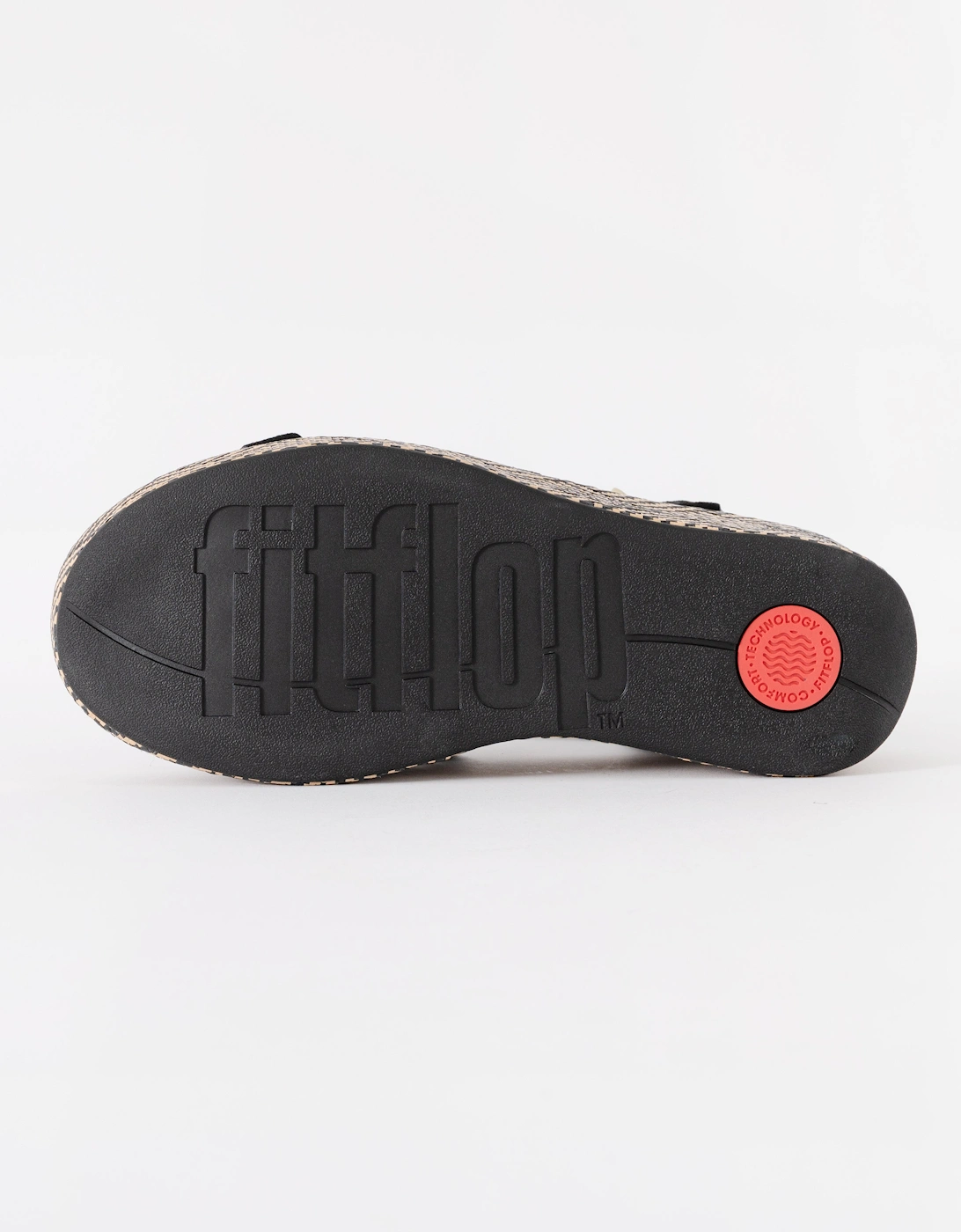 FitFlop Womens PLATFFORMS Graphic-Weave Suede Fisherman Sandals - Black 001
