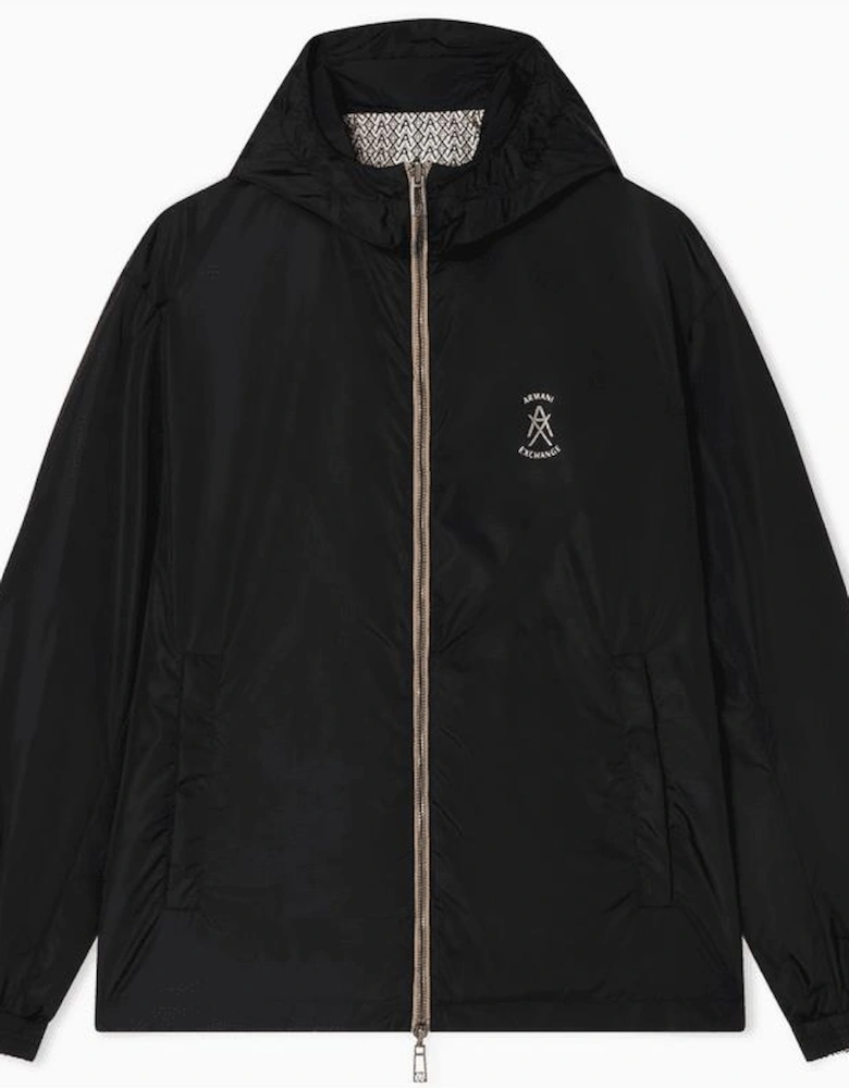 Nylon Reversible Monogram Logo/Black Windbreaker Jacket