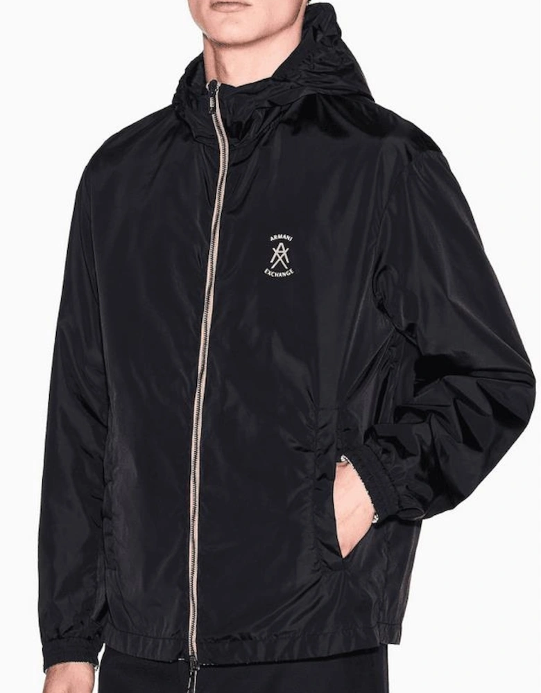 Nylon Reversible Monogram Logo/Black Windbreaker Jacket