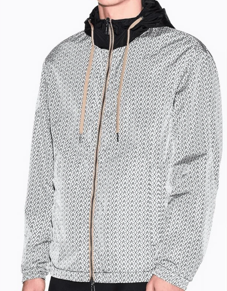 Nylon Reversible Monogram Logo/Black Windbreaker Jacket