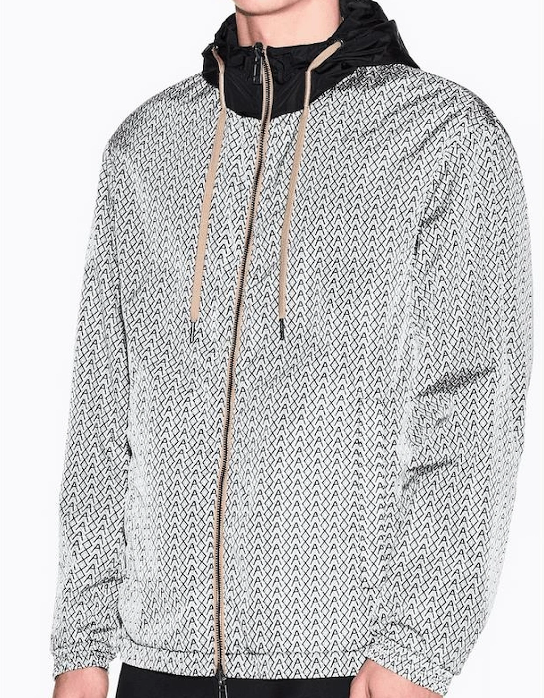 Nylon Reversible Monogram Logo/Black Windbreaker Jacket