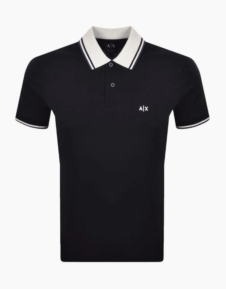 Collar Logo Navy Polo Shirt