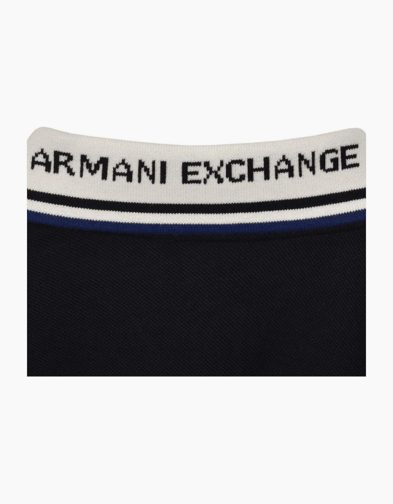 Collar Logo Navy Polo Shirt