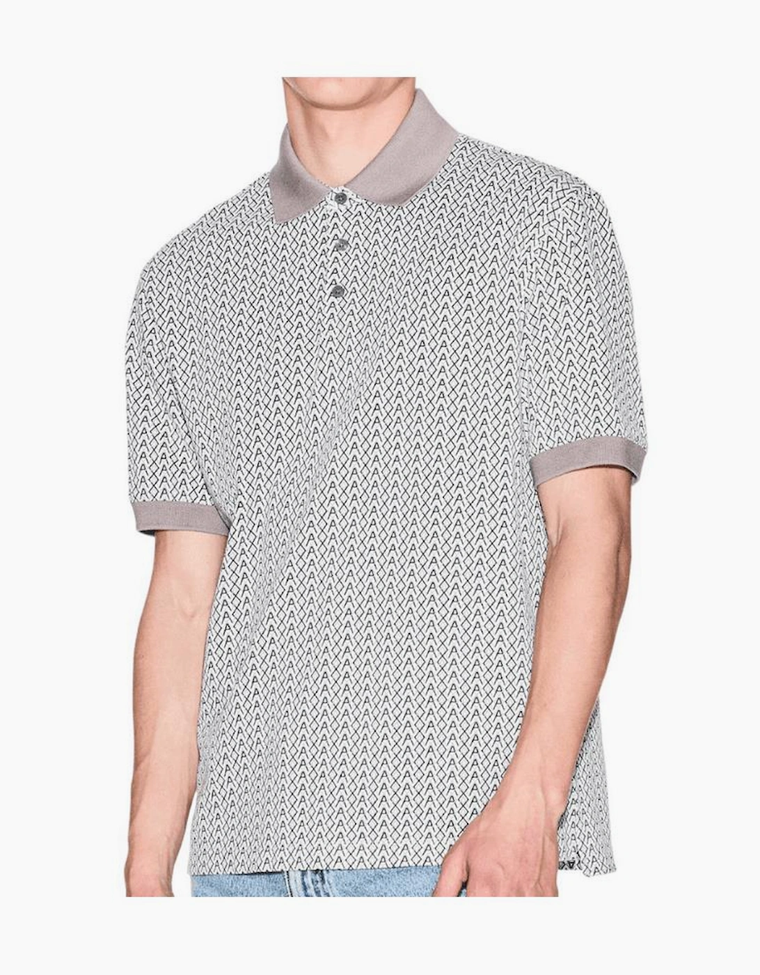 Regular Fit Monogram Beige Polo Shirt