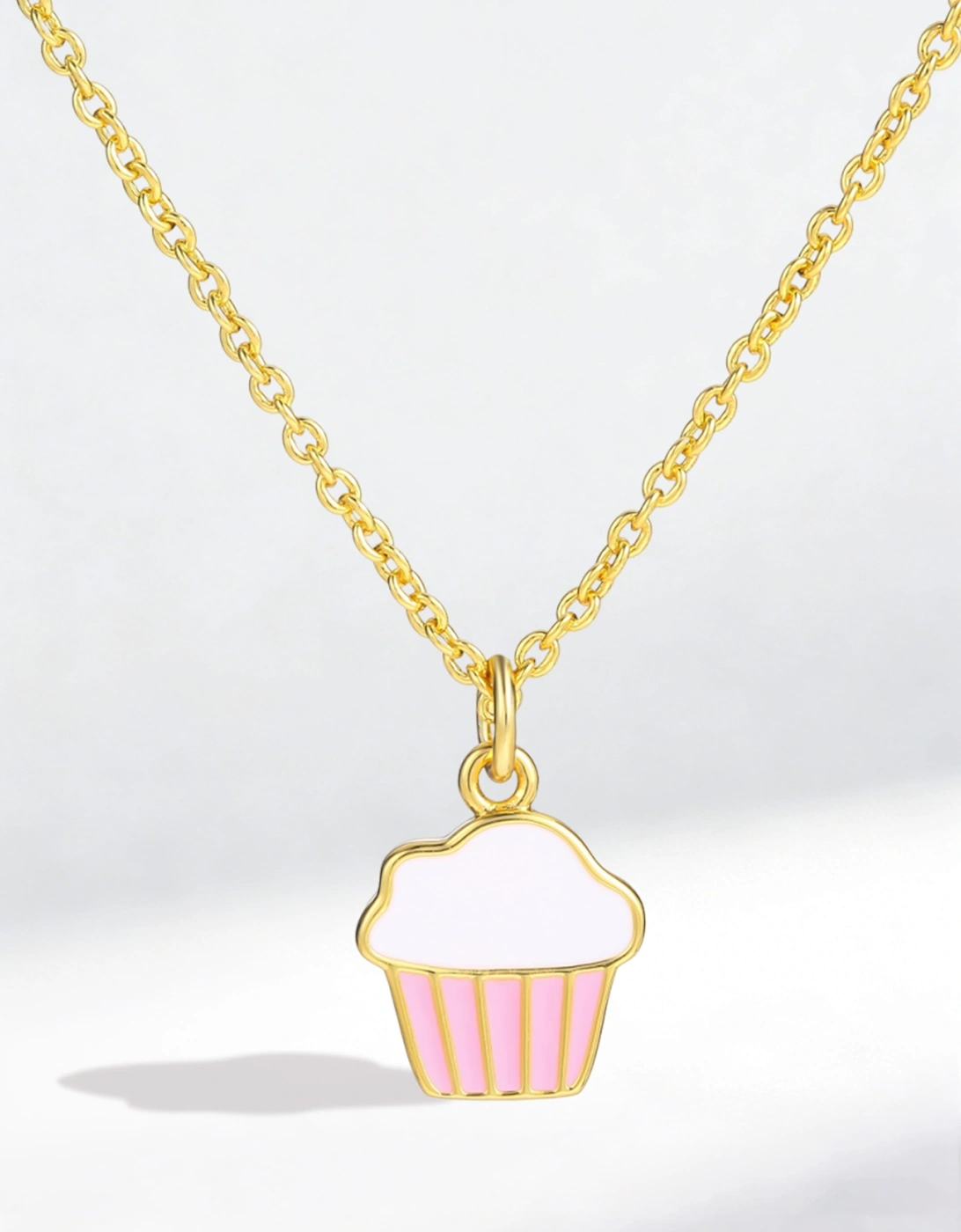 Secret Spoils Girls Pink Cupcake Necklace in Gold (40cm)
