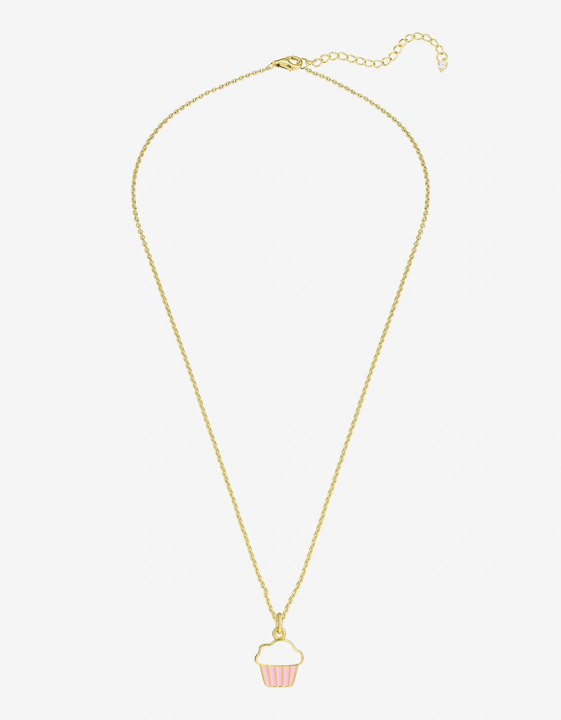 Secret Spoils Girls Pink Cupcake Necklace in Gold (40cm)
