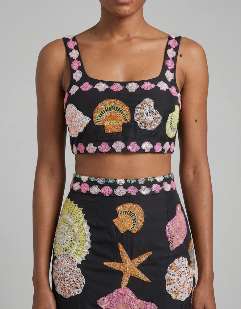 New York Hand-Embroidered Top Black in Stock