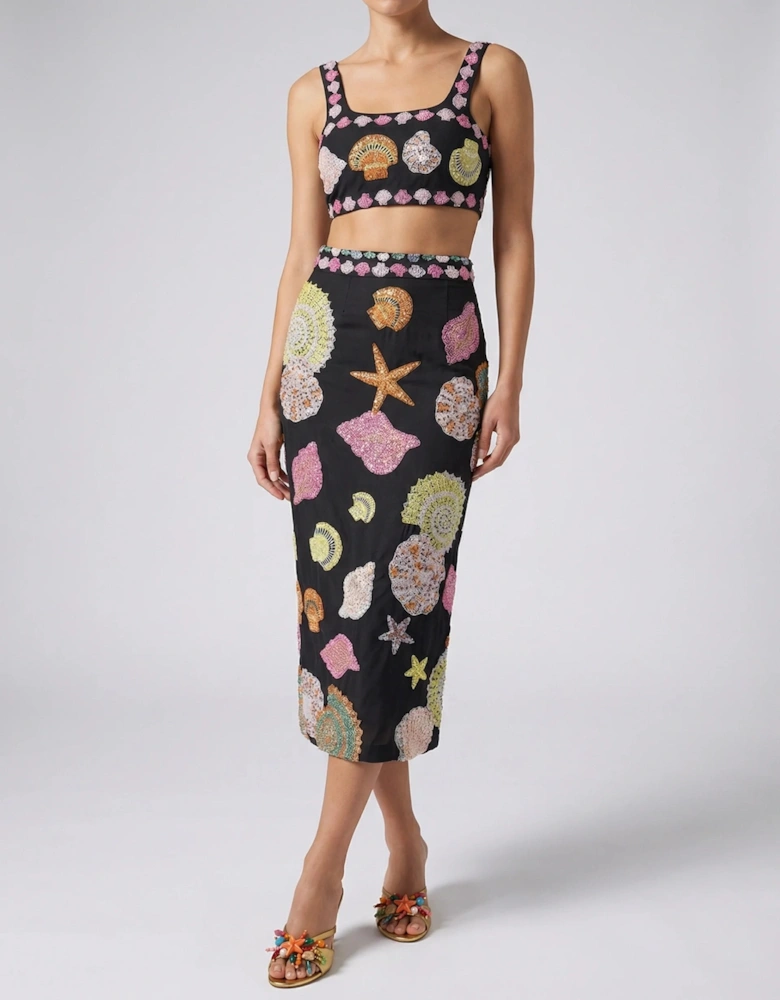 New York Hand-Embroidered Skirt Multi Colour