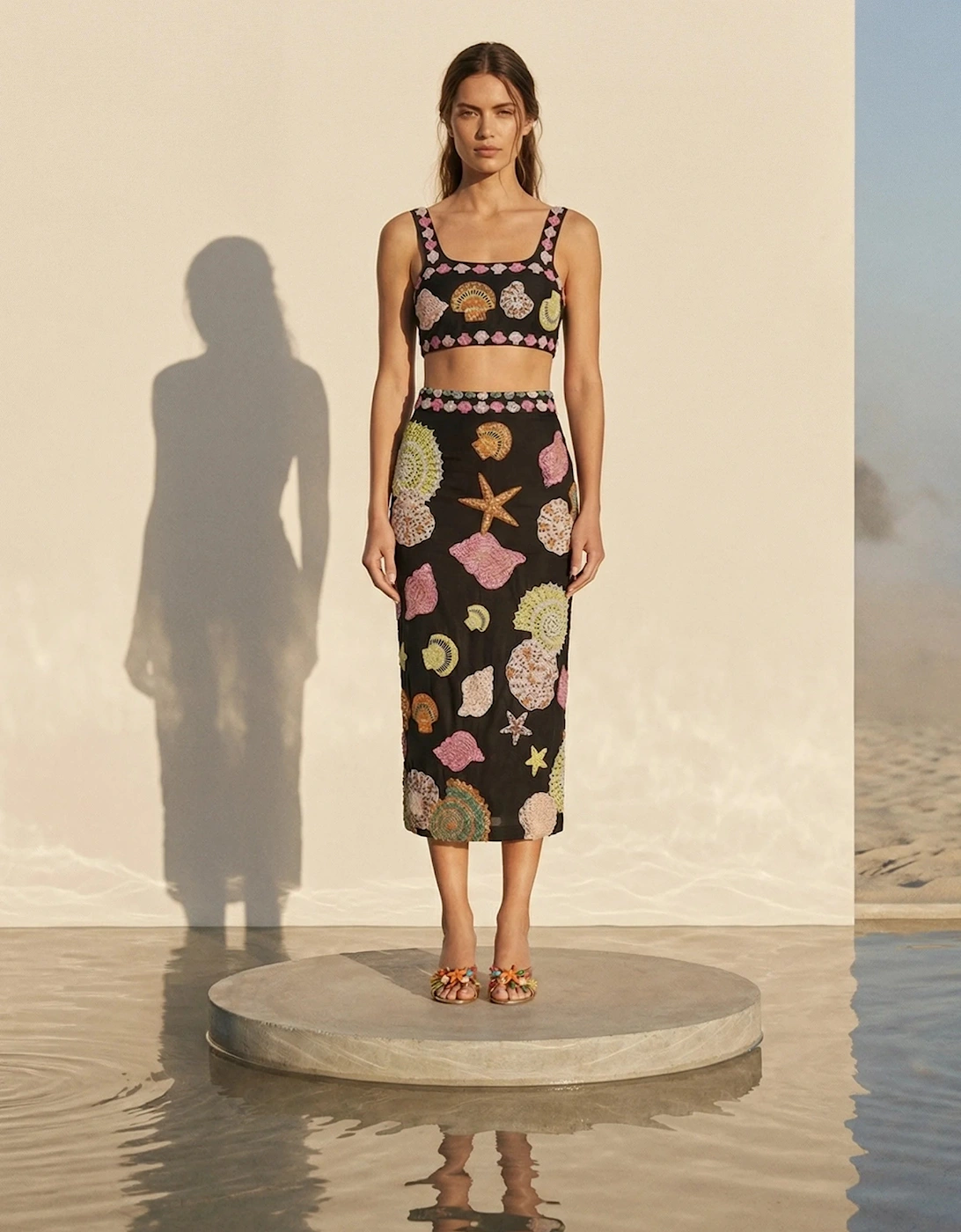 New York Hand-Embroidered Skirt Multi Colour