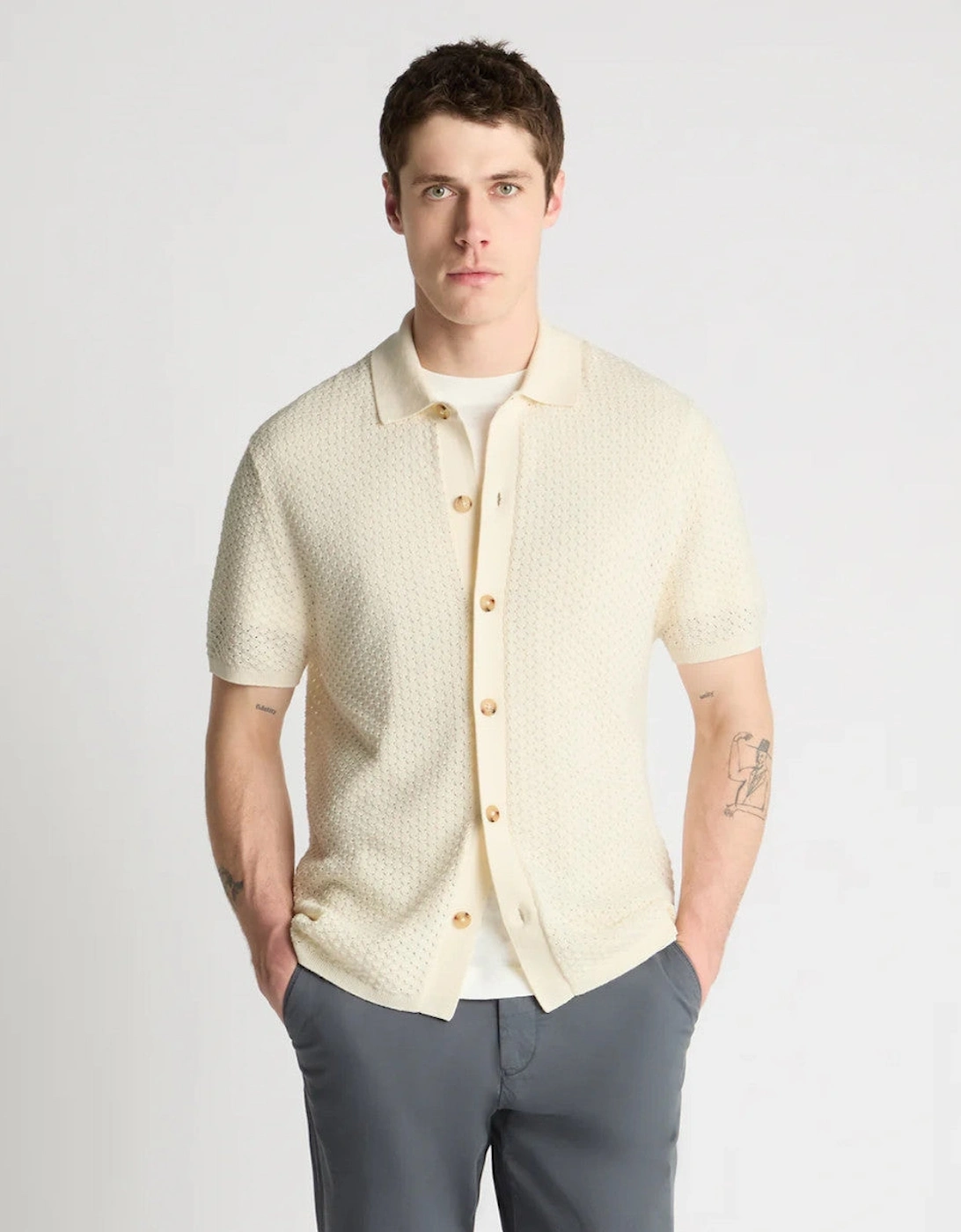Remus Uomo Knitted Polo 58868 90 Stone