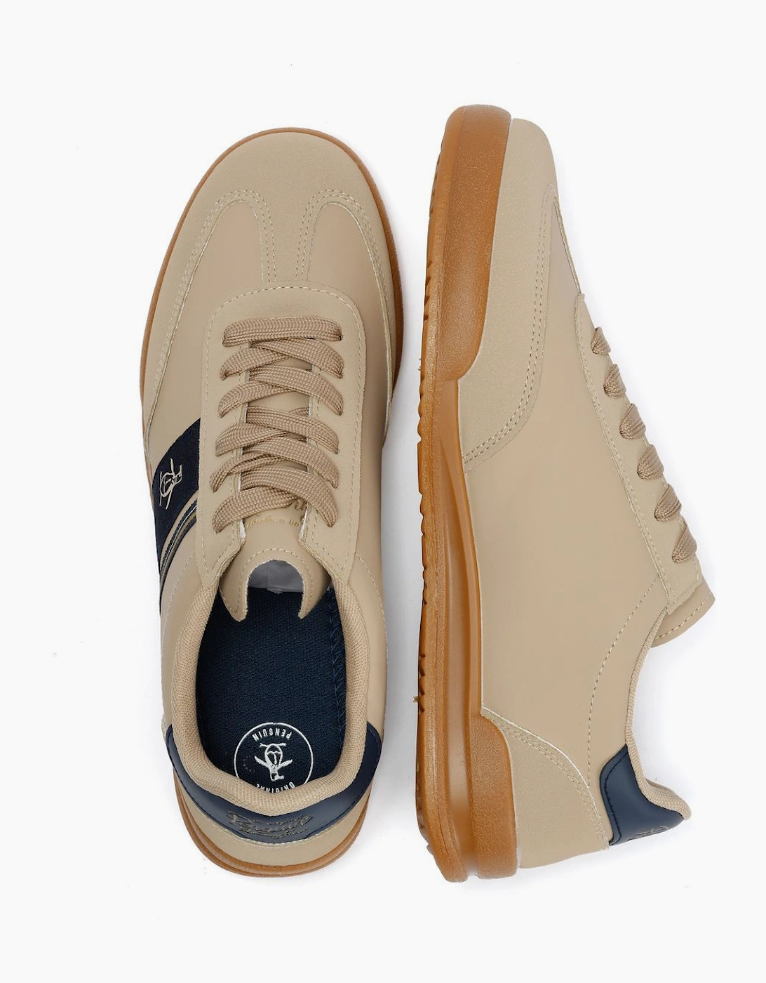 Penguin Gaz Men's Beige/Navy Trainers