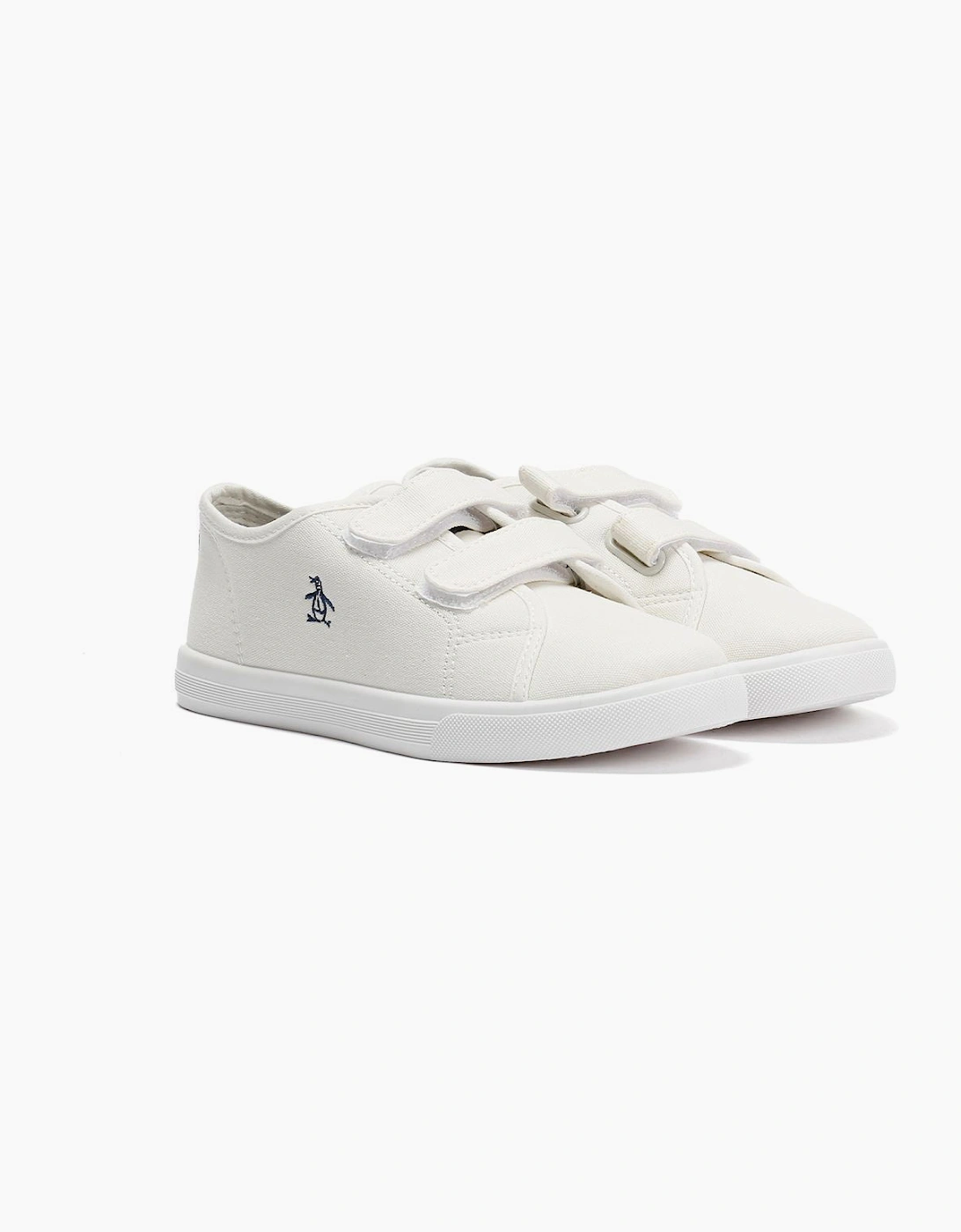 Penguin Junior Sparton Velcro White/Navy Trainers