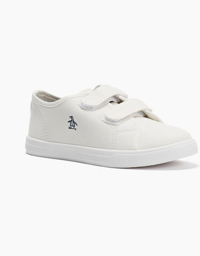 Penguin Junior Sparton Velcro White/Navy Trainers